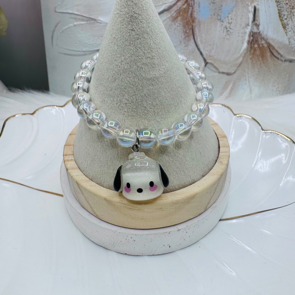 Pochacco Charm Clear Beaded Bracelet